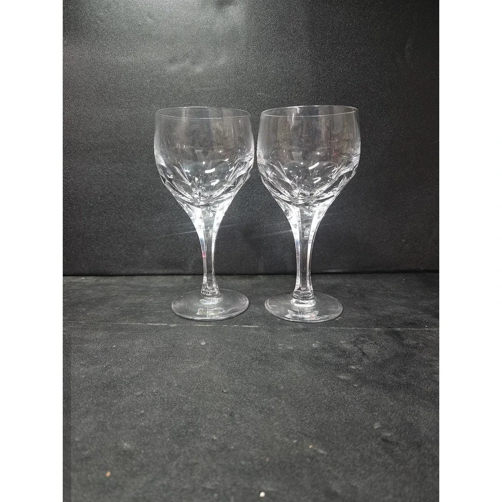 Atlantis Evora Panel Cut Crystal Glasses, Set of‎ 2, Water Glasses, Wine Glasses